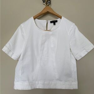 Banana Republic White Short Sleeve Top | Back Slit Detail | Size M